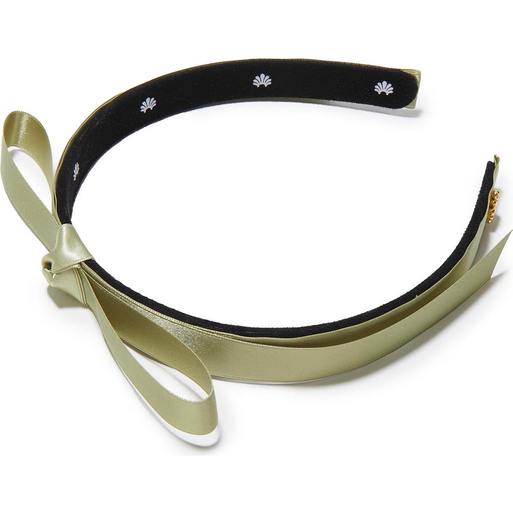 Lele Sadoughi Bardot Silk Blend Satin Ribbon Headband In Green