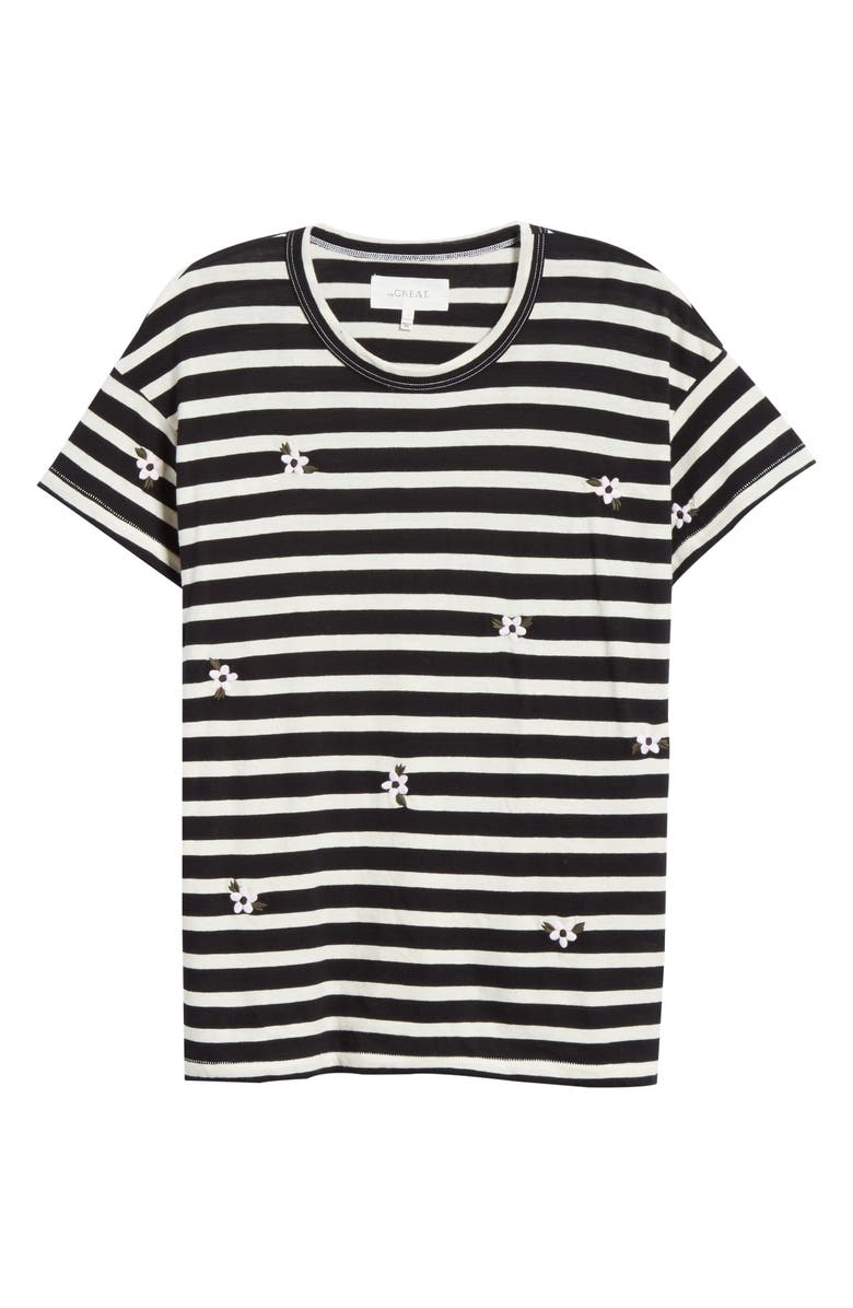 THE GREAT. The Boxy Crew Embroidered Tee, Alternate, color, 