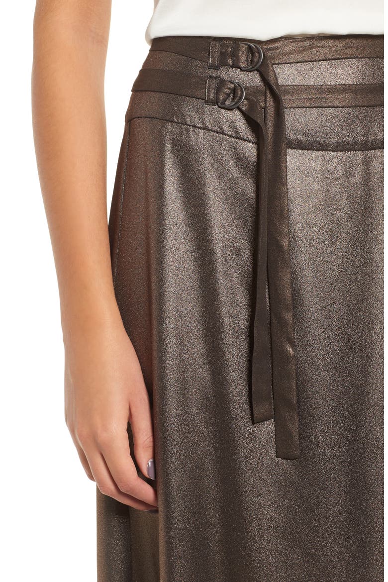 Belted Pleat Front Skirt, Alternate, color, ROSE GOLD