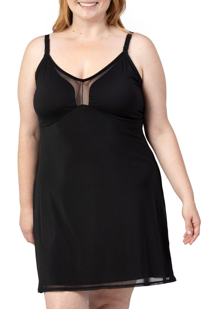 Aurora Mesh Nursing Nightgown, Main, color, BLACK