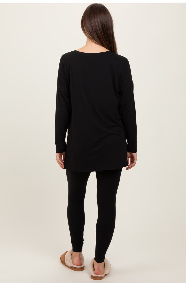 PinkBlush Brushed Knit Oversized Top and Legging Set, Alternate, color, Black