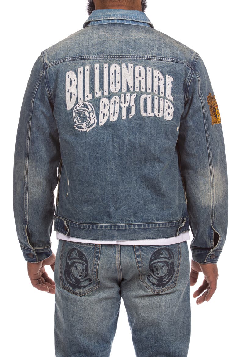 Jet Pack Distressed Denim Jacket, Alternate, color, FORNAX