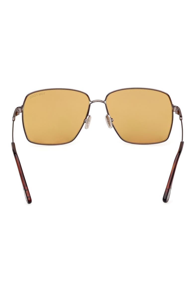 58mm Square Sunglasses, Alternate, color, SHINY GUNMETAL / BROWN
