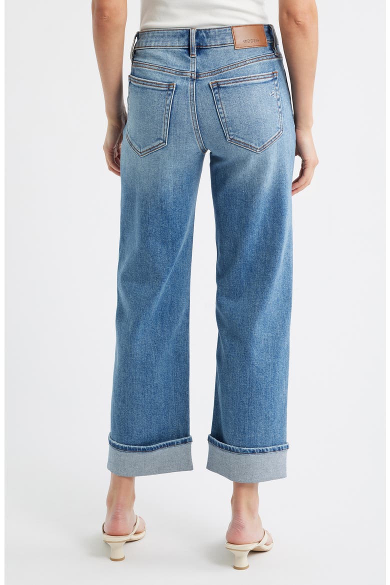Cuffed Mid Rise Straight Leg Jeans, Alternate, color, MEDIUM WASH