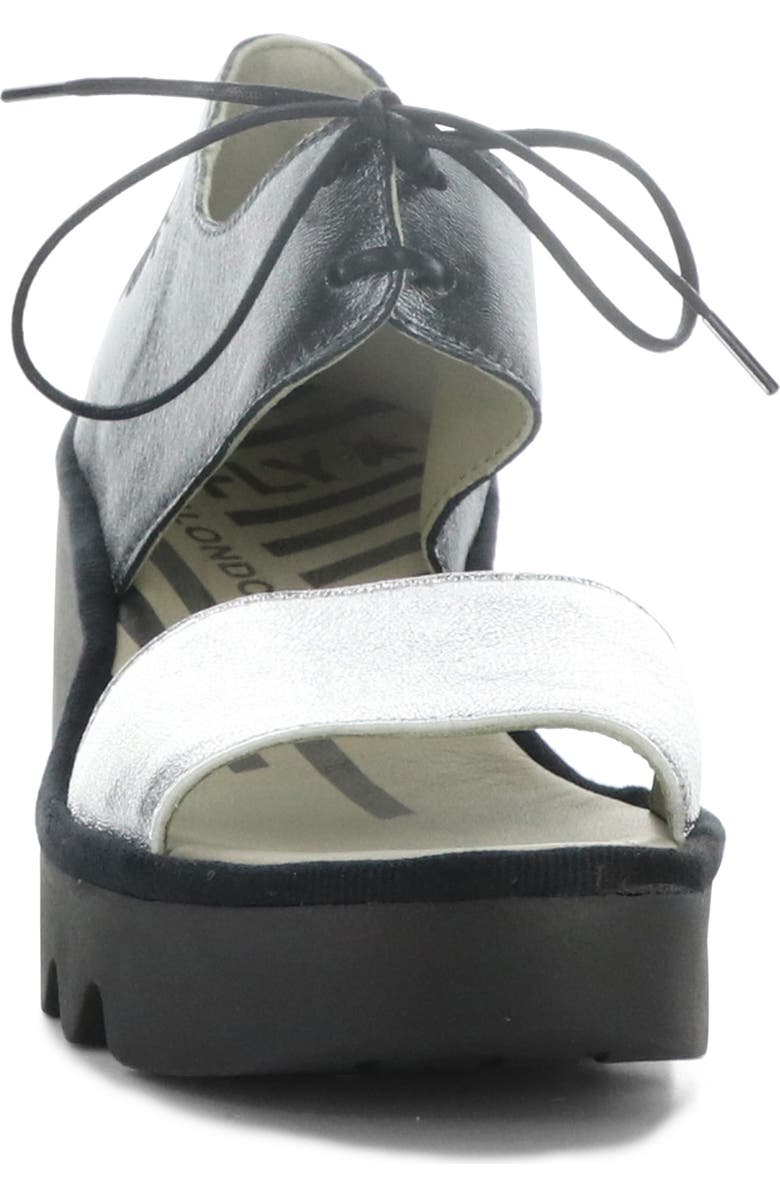 Fly London Bilu Platform Wedge Sandal, Alternate, color, 004 Silver/Graphite
