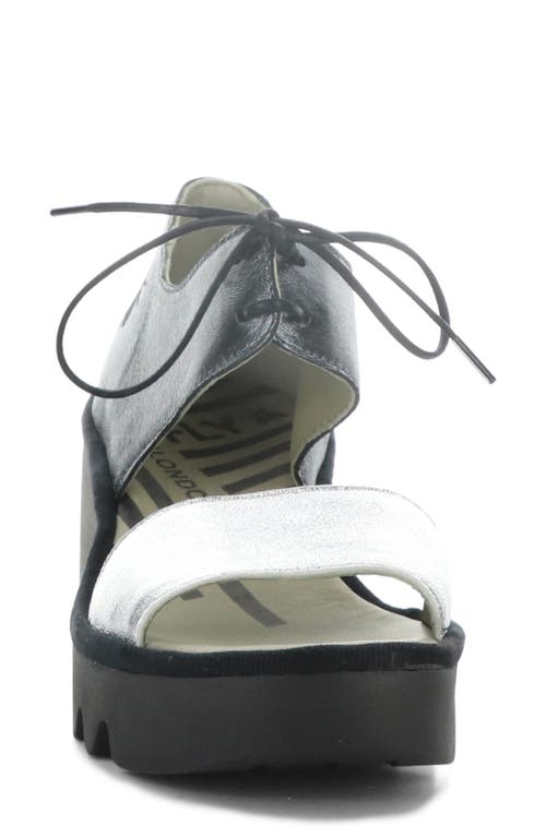 Fly London Bilu Platform Wedge Sandal In Silver