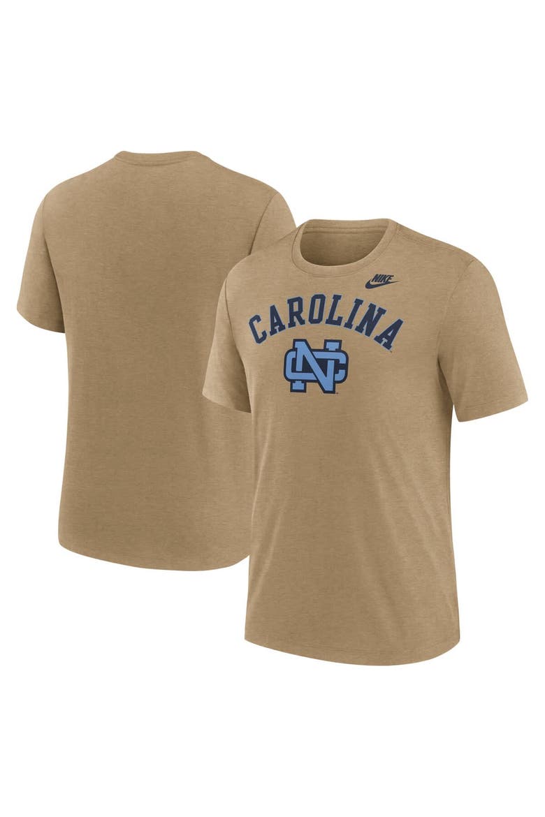 Men's Nike Heather Light Brown North Carolina Tar Heels Legacy Arch Tri-Blend T-Shirt, Main, color, Light Brown