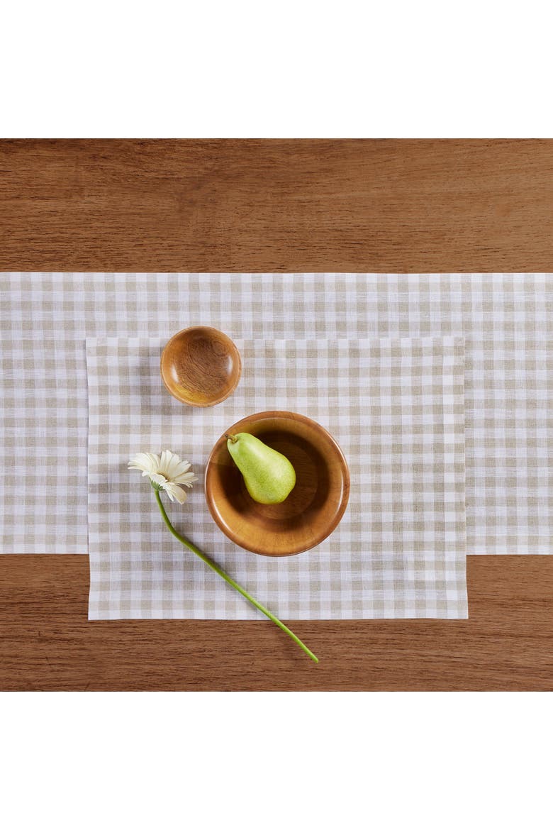 Linen Placemats Set of 4, 14 x 19" - Gingham Check, Alternate, color, Natural