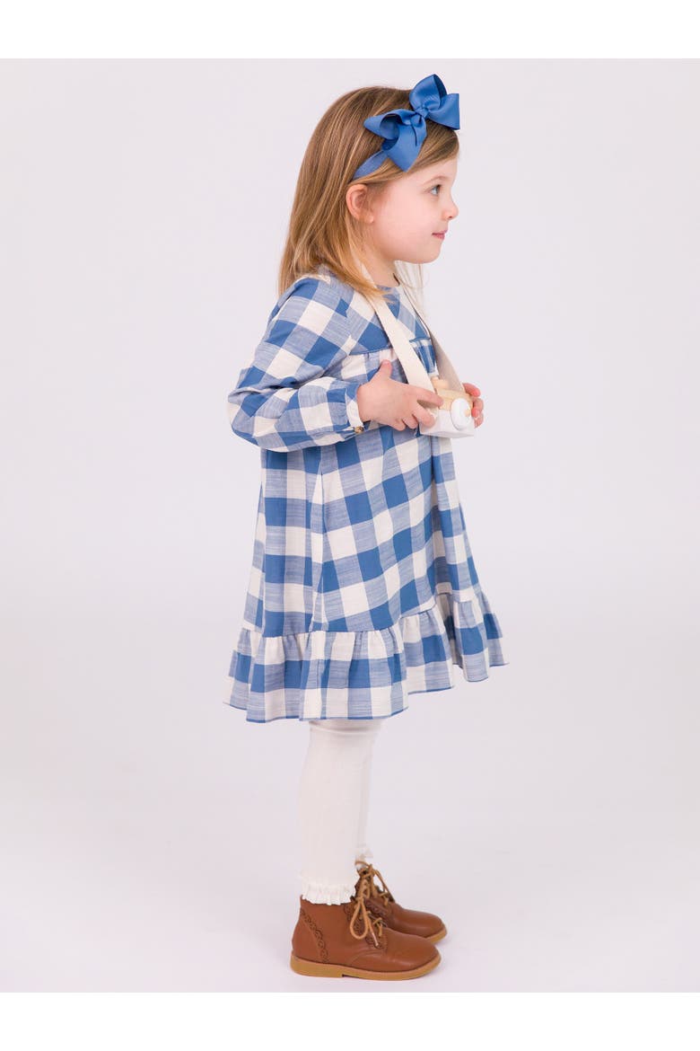 Toddler Girls Long Sleeve Ruffle Hem Dress, Alternate, color, Countryside Blue Plaid