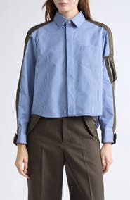 Sacai Mixed Media Button-Up Shirt (Nordstrom Exclusive)