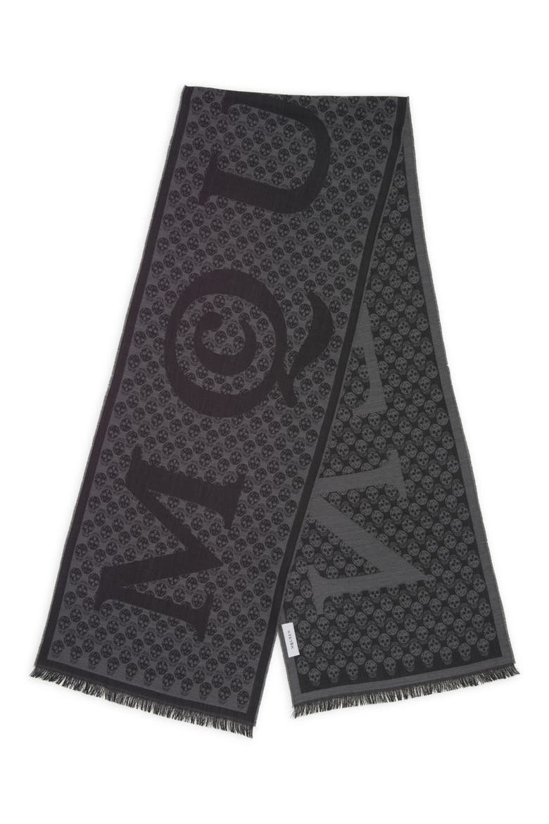 Multilogo Wool Scarf, Main, color, GREY/ DARK GREY