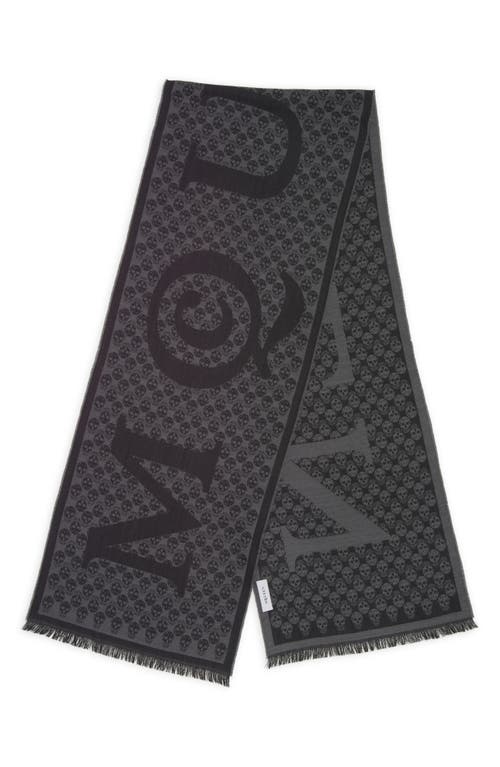 Alexander Mcqueen Mcqueen Multilogo Wool Scarf In Gray