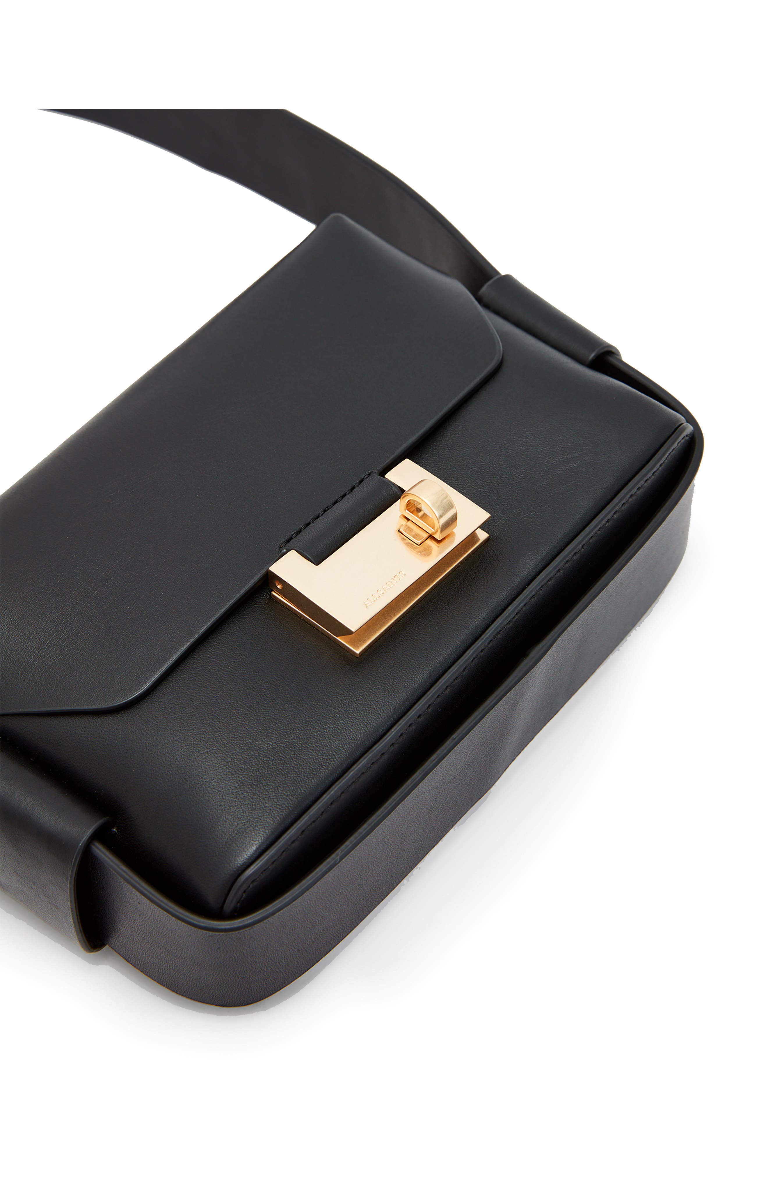 AllSaints Frankie Convertible Leather Crossbody Bag, Alternate, color, Black