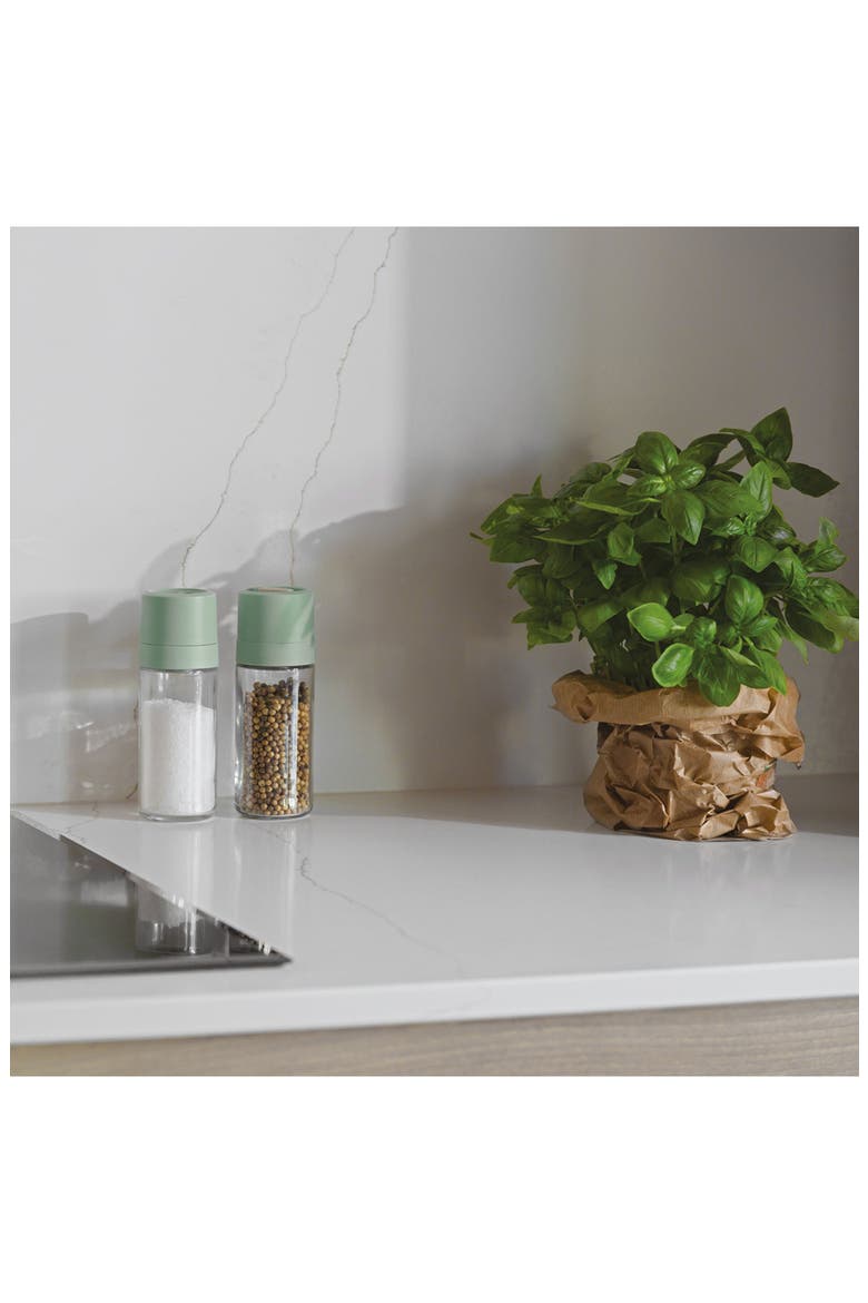Leo Balance Glass Salt & Pepper Grinder Set, Alternate, color, GREEN