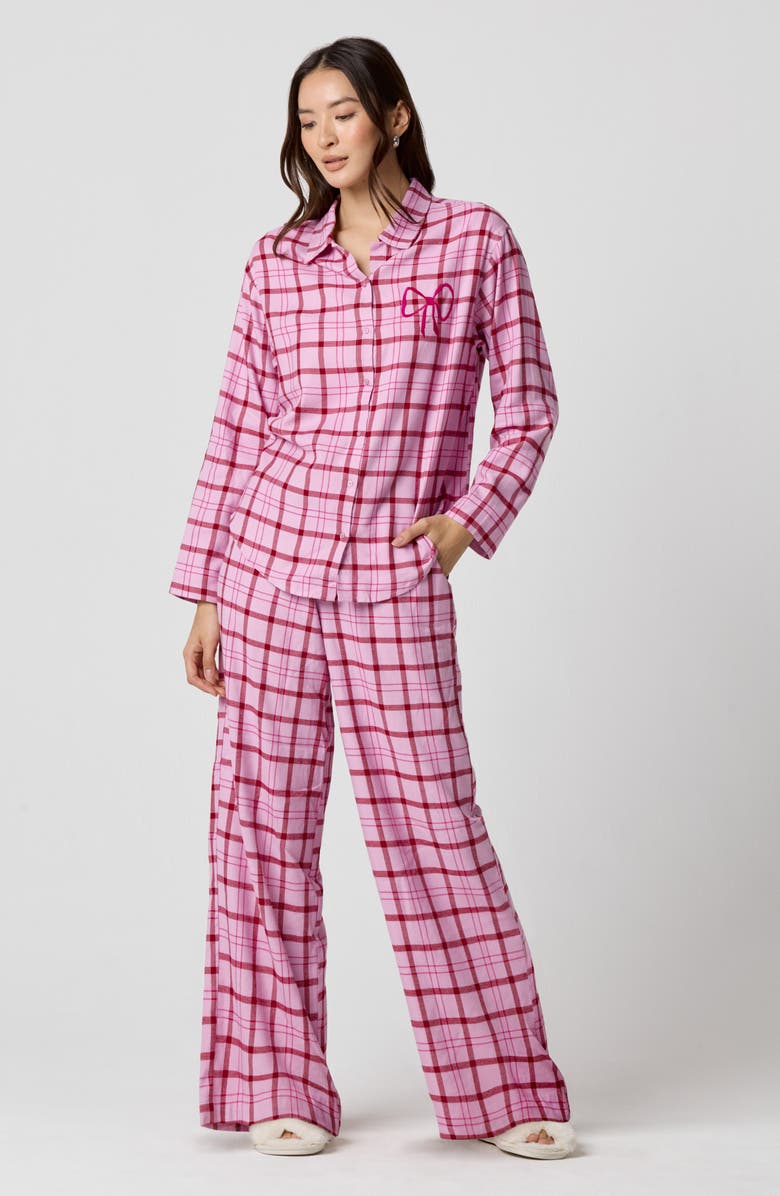Florence by Mills Cozy Flannel Sleep Pants, Alternate, color, Mauve Mist Plaid