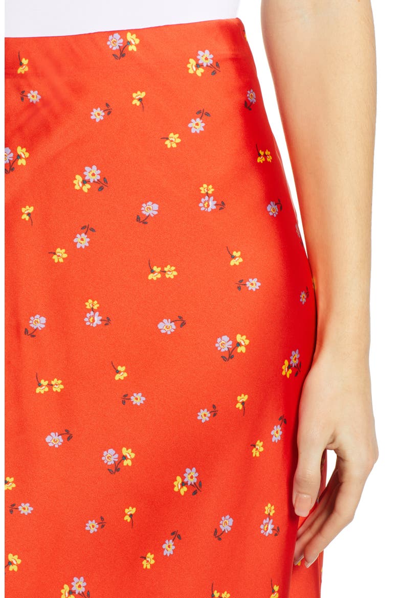 Satin Midi Skirt, Alternate, color, RED DITSY PRINT