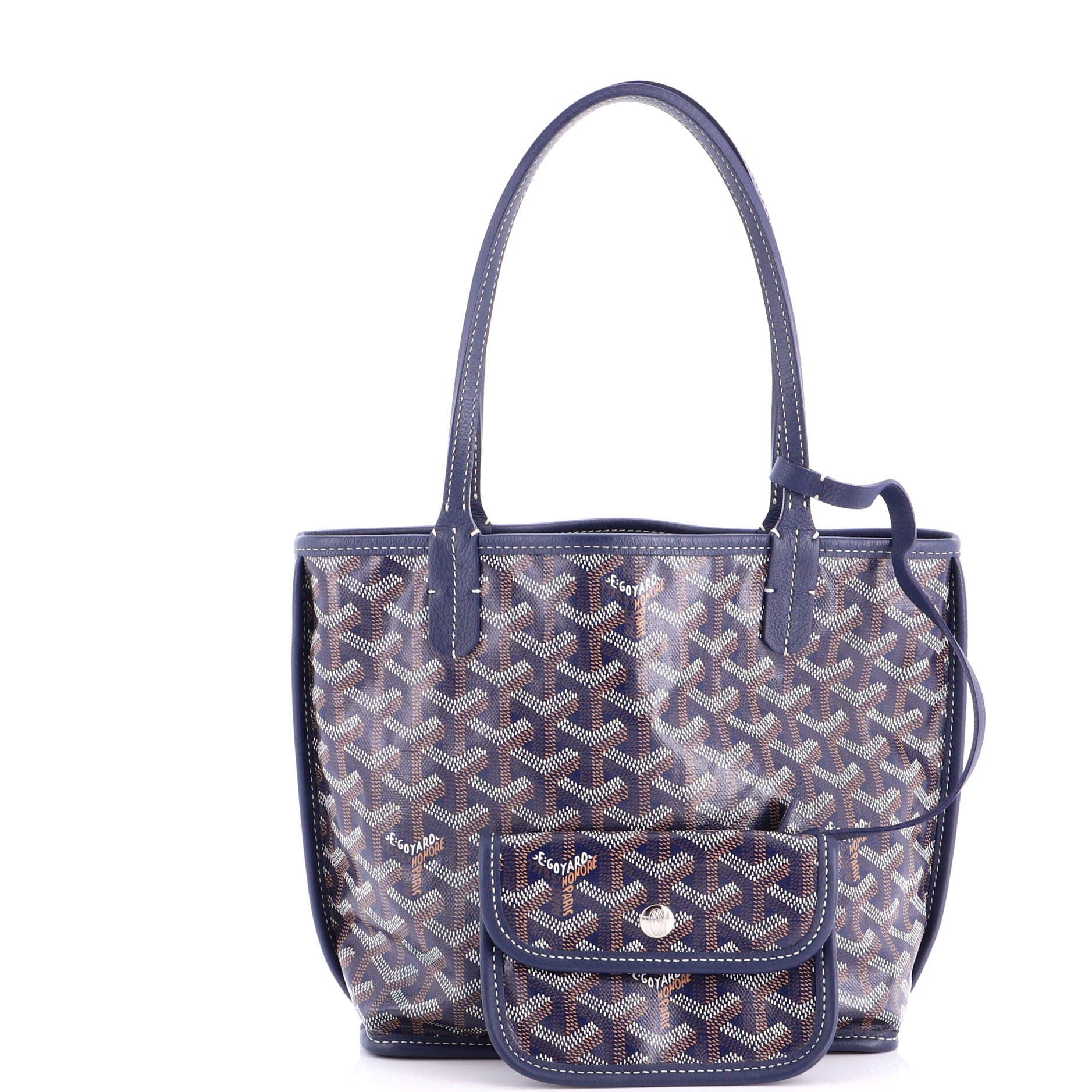 Pre-Owned Goyard Anjou Reversible Tote Coated Canvas Mini, Alternate, color, Blue