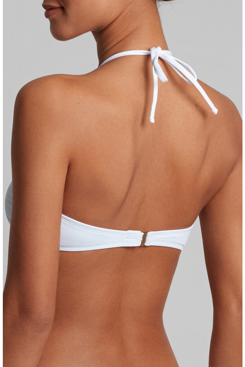 Shirred V-Wire Bikini Top, Alternate, color, WHITE