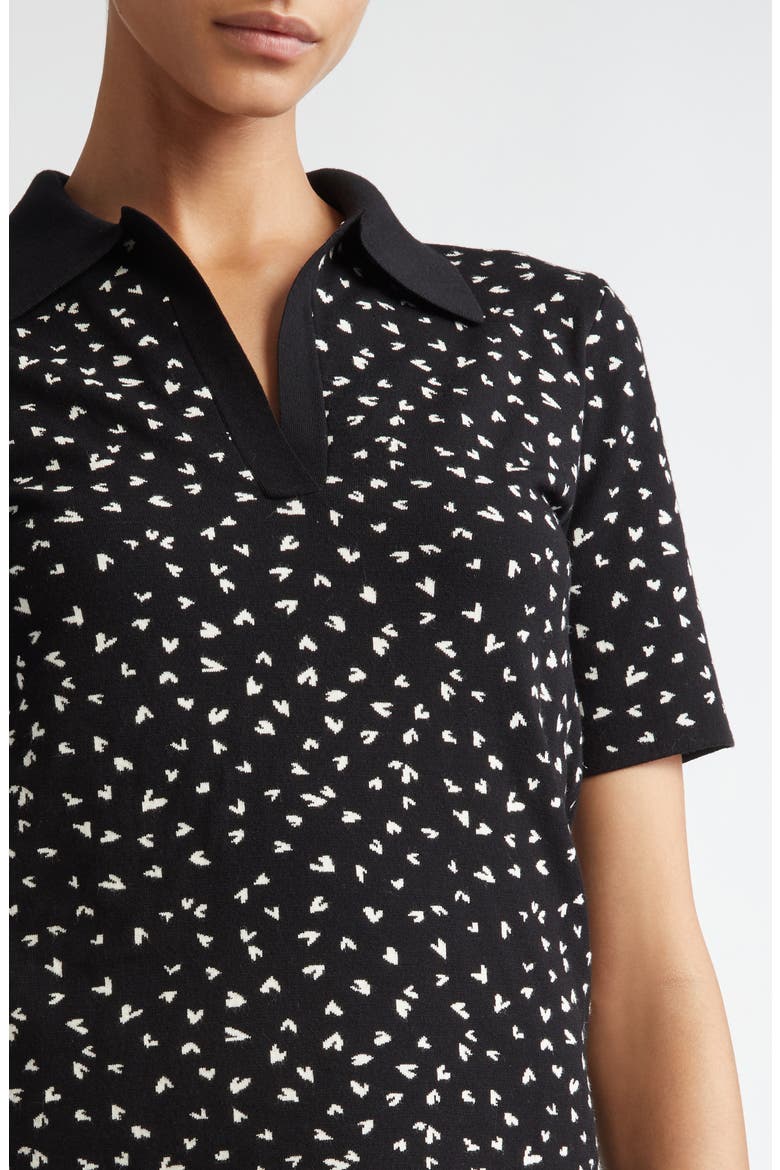 Acqua Heart Print Polo Sweater, Alternate, color, BLACK