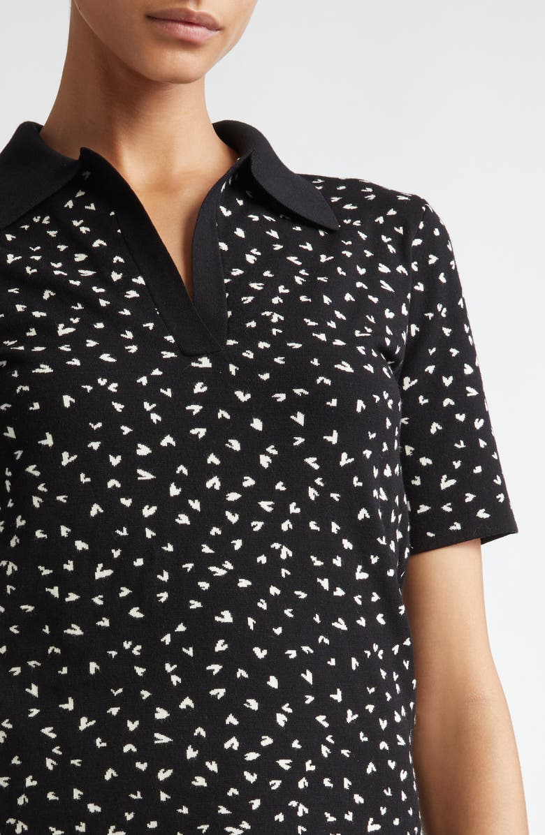 Max Mara Studio Acqua Heart Print Polo Sweater, Alternate, color,