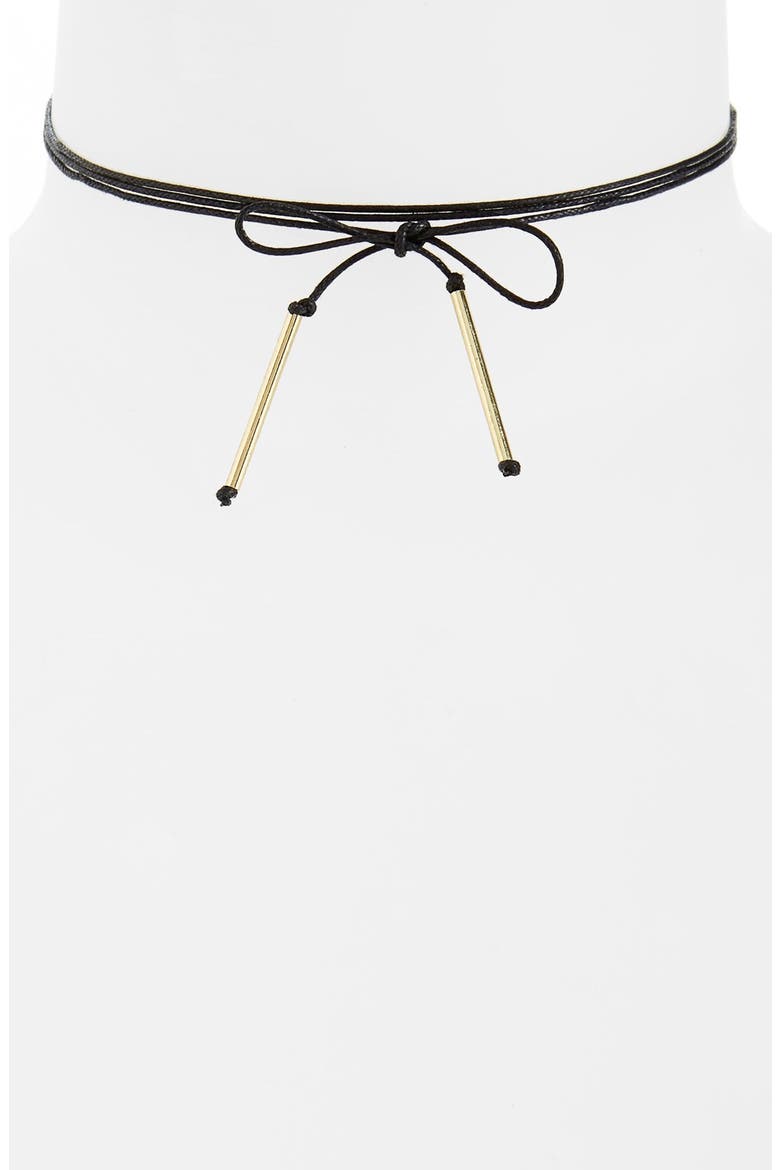 Metal Tipped Wrap Choker, Main, color, BLACK