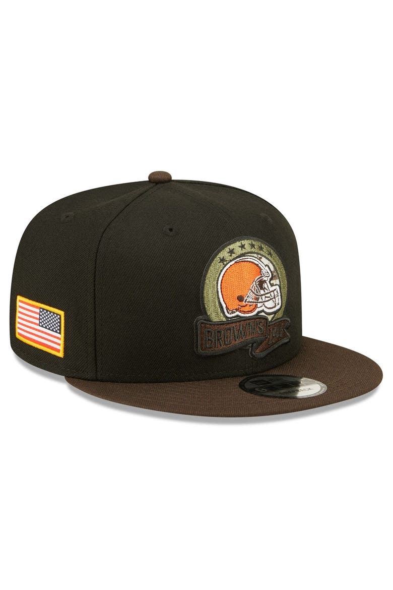 Men's New Era Black/Brown Cleveland Browns 2022 Salute To Service 9FIFTY Snapback Hat, Main, color, Black