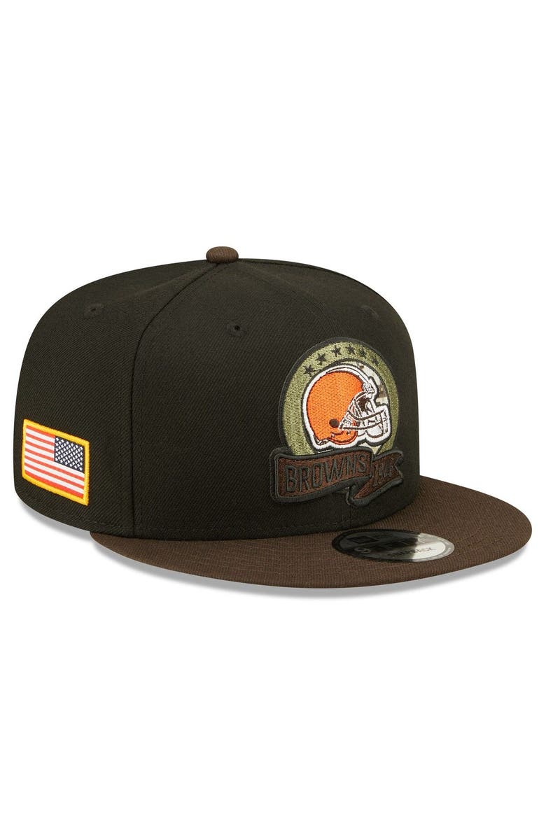 New Era Men's New Era Black/Brown Cleveland Browns 2022 Salute To Service 9FIFTY Snapback Hat, Main, color, 
