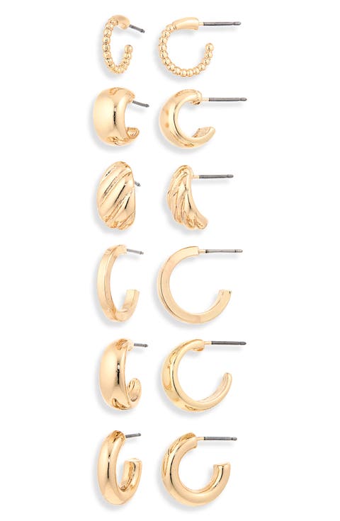 Set of 6 Huggie Hoop Earrings