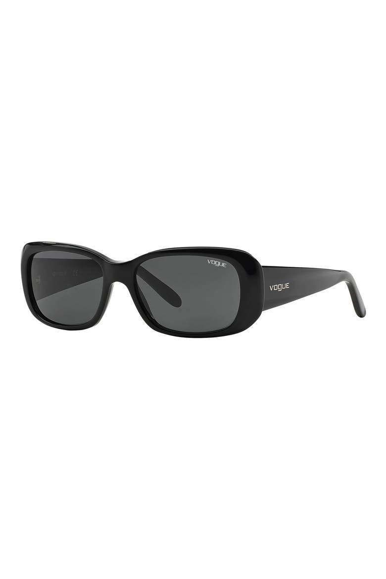 55mm Rectangular Sunglasses, Alternate, color, BLACK