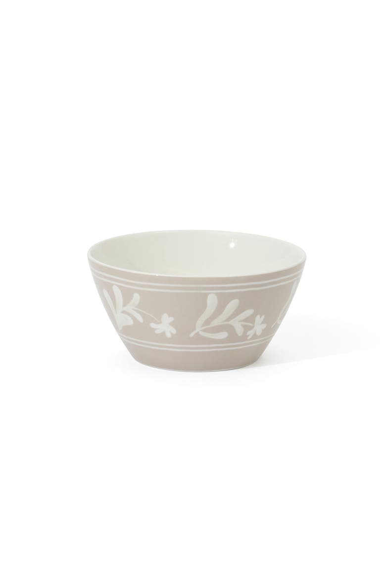 Maiden Crown 12-Piece Vegan Bone China Dinnerware Set, Floral Plates & Bowls, Service for 4, Alternate, color, Taupe