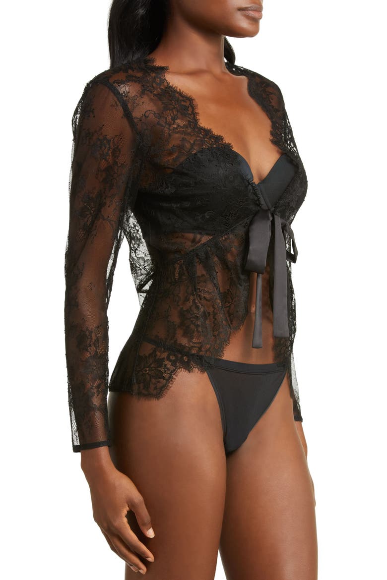 Serena Lace Cardigan, Alternate, color, BLACK