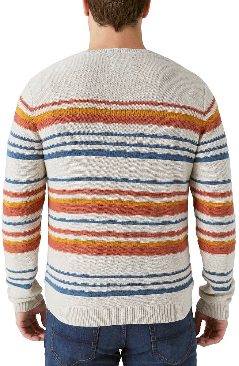 Lucky Brand Welterweight Stripe V-Neck Cotton & Linen Sweater, Alternate, color,