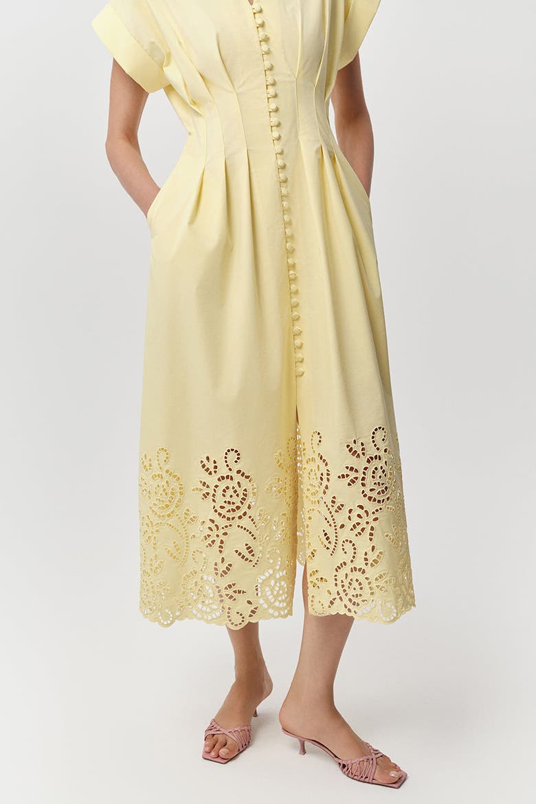 Emrick V Neck Short Sleeve Midi Dress, Alternate, color, Yellow