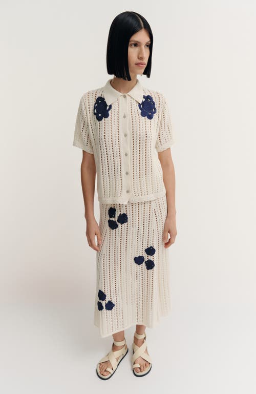 De Loreta Manta Panelled Cotton Blend Midi Skirt In White