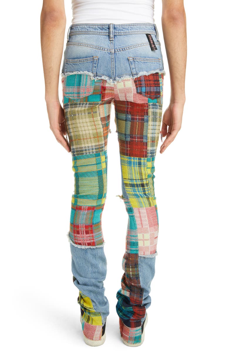 Acne Studios Ripped Mixed Media Wool Blend Jeans, Alternate, color, 