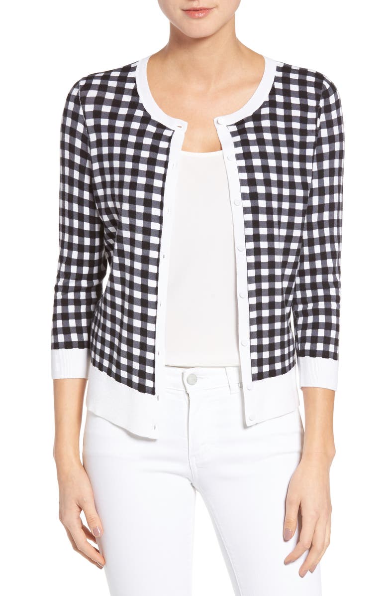 Halogen<sup>®</sup> Three Quarter Sleeve Crewneck Cardigan, Main, color, 