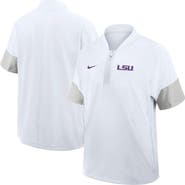 Nike Men's Nike White LSU Tigers 2025 Sideline Short Sleeve Quarter-Zip Coach Jacket