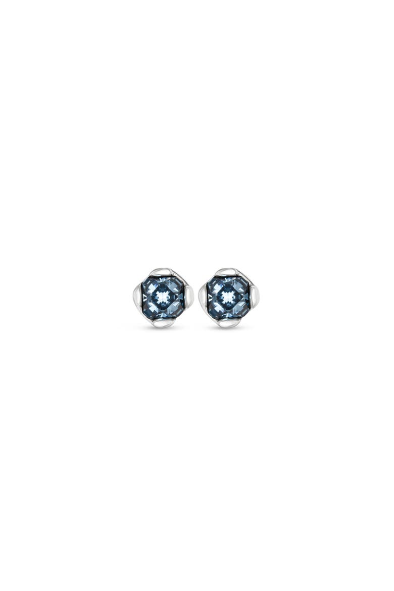 Sterling silver-plated earrings with blue crystals, Main, color, Silver