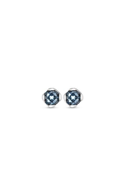 Sterling silver-plated earrings with blue crystals