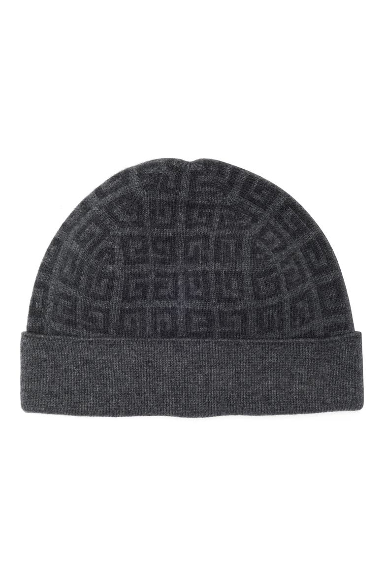 Logo Jacquard Wool & Cashmere Beanie, Main, color, GREY MULTI