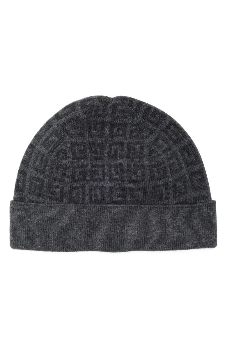 Givenchy Logo Jacquard Wool & Cashmere Beanie, Main, color, Grey Multi
