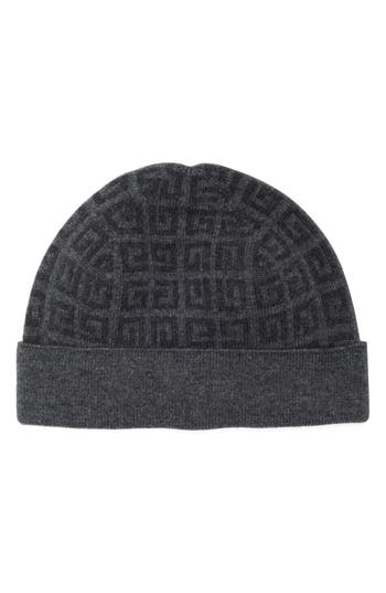 Givenchy Logo Jacquard Wool & Cashmere Beanie In Gray