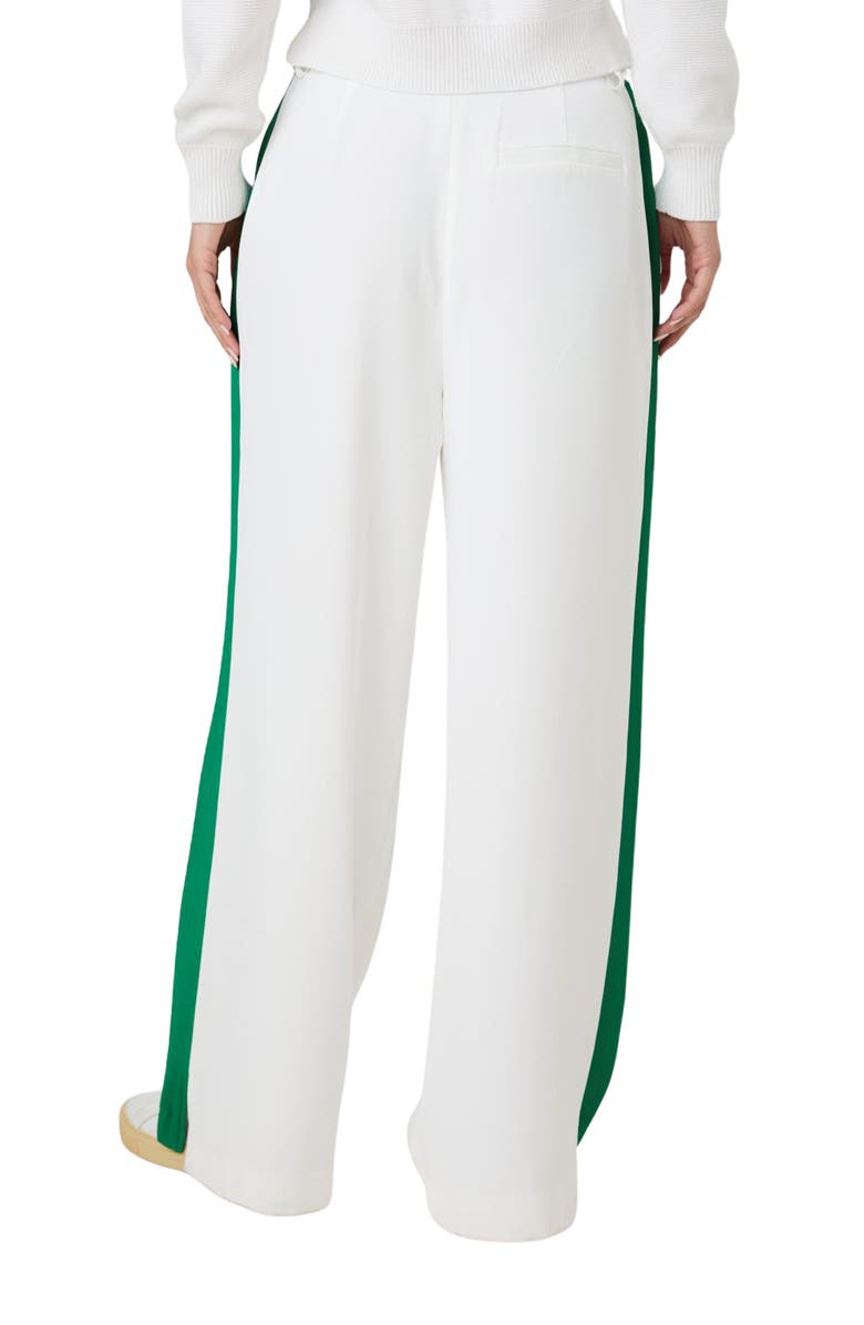 French Connection Stripe Side Pants, Alternate, color, White/Tambourine Green