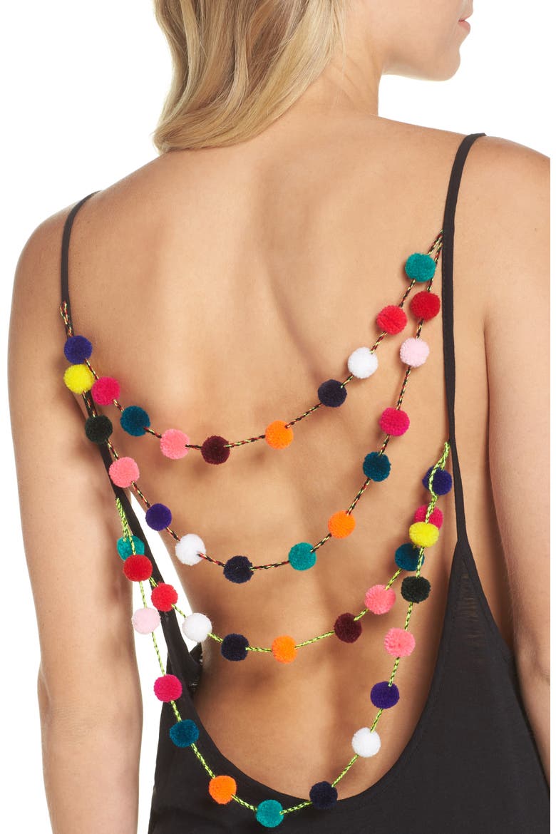 PomPom Cover-Up Dress, Alternate, color, BLACK