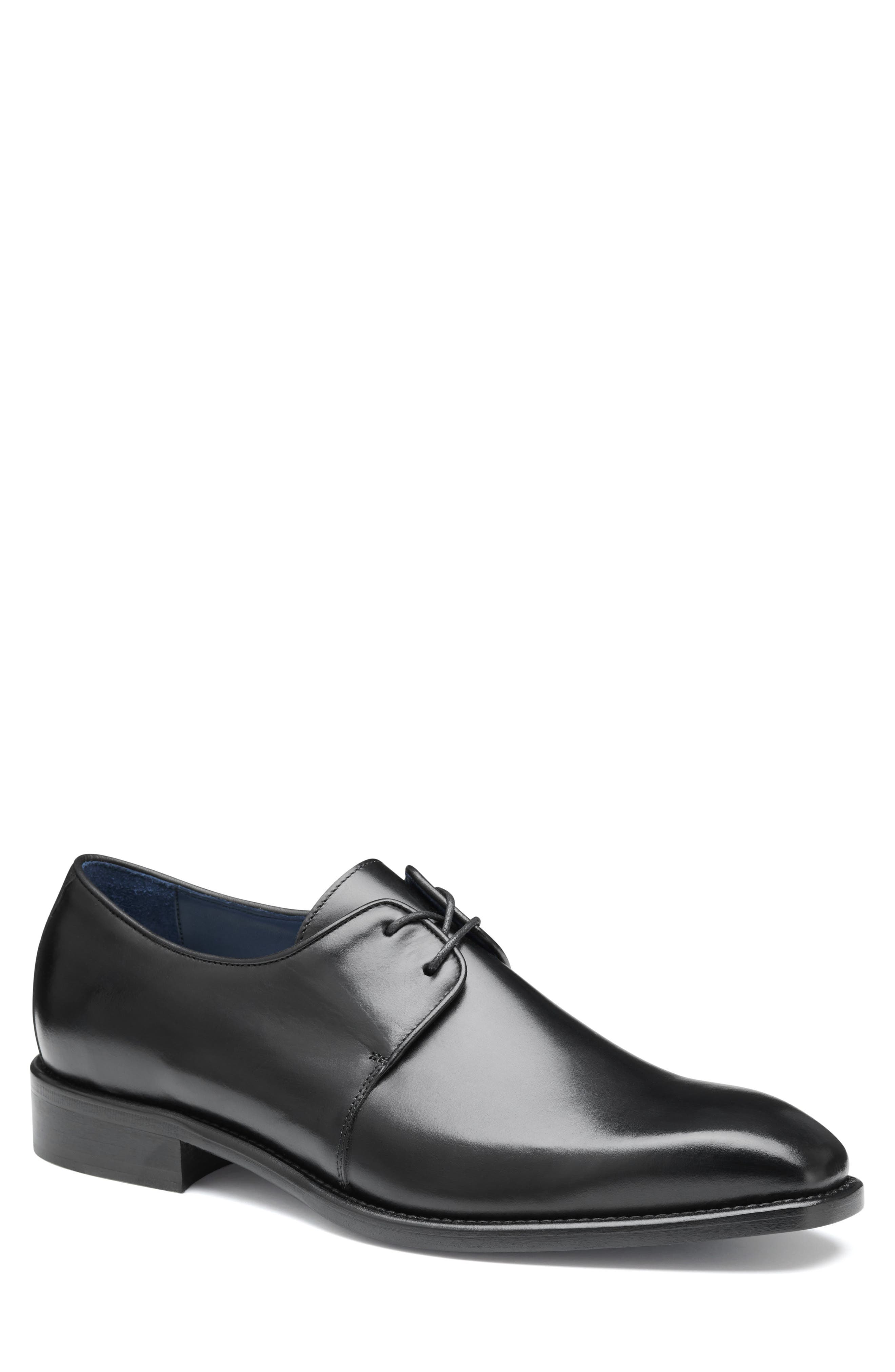 Johnston & Murphy Larson Plain Toe Derby, Main, color, Black Italian Calfskin