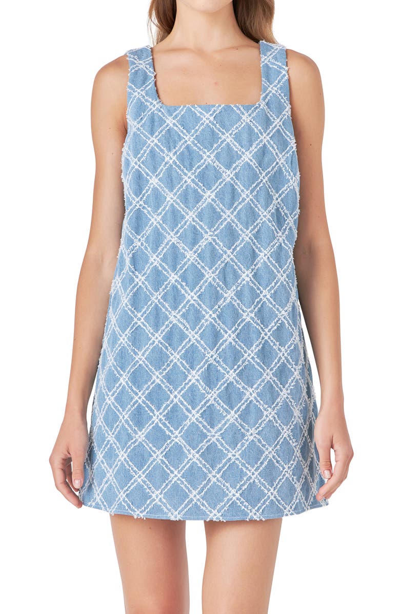 Endless Rose Distressed Denim Shift Minidress, Alternate, color, 