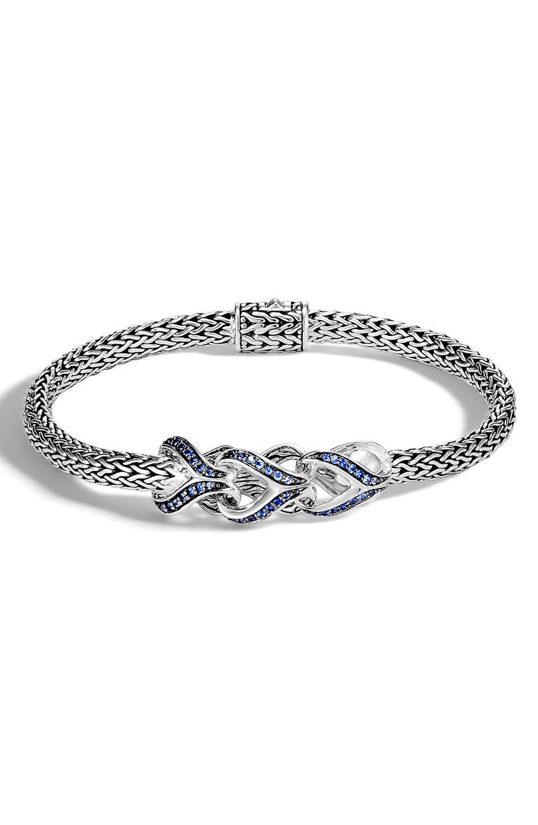 John Hardy Extra Small Asli Classic Chain Pavé Sapphire Bracelet, Alternate, color, 