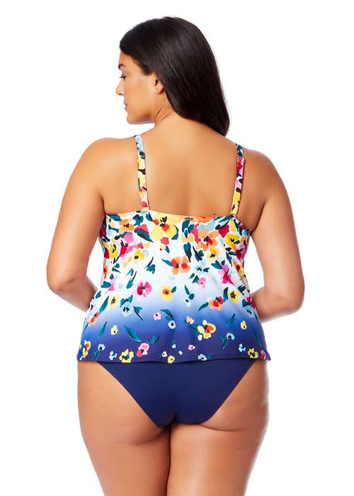 Anne Cole Plus Plus Riviera Floral Easy Triangle Tankini Swim Top In Gradient Floral