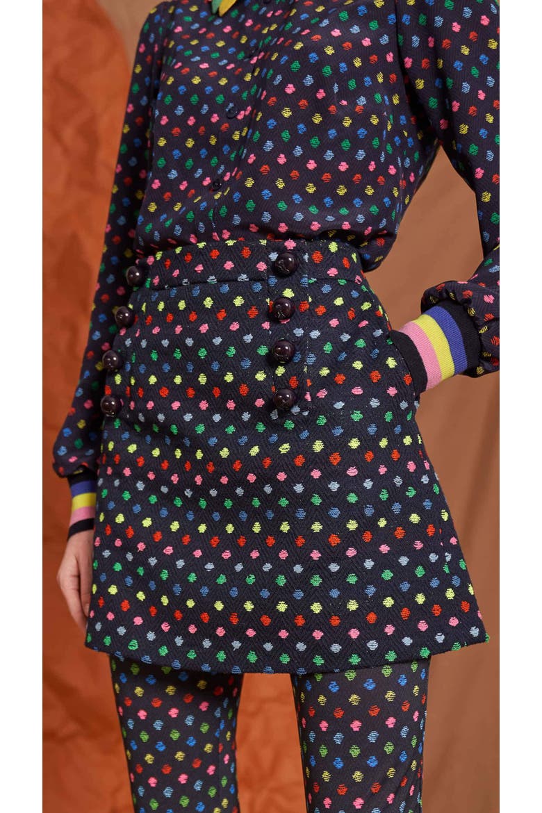 Dotted Tweed Short Skirt, Alternate, color, Blue / Multicolour
