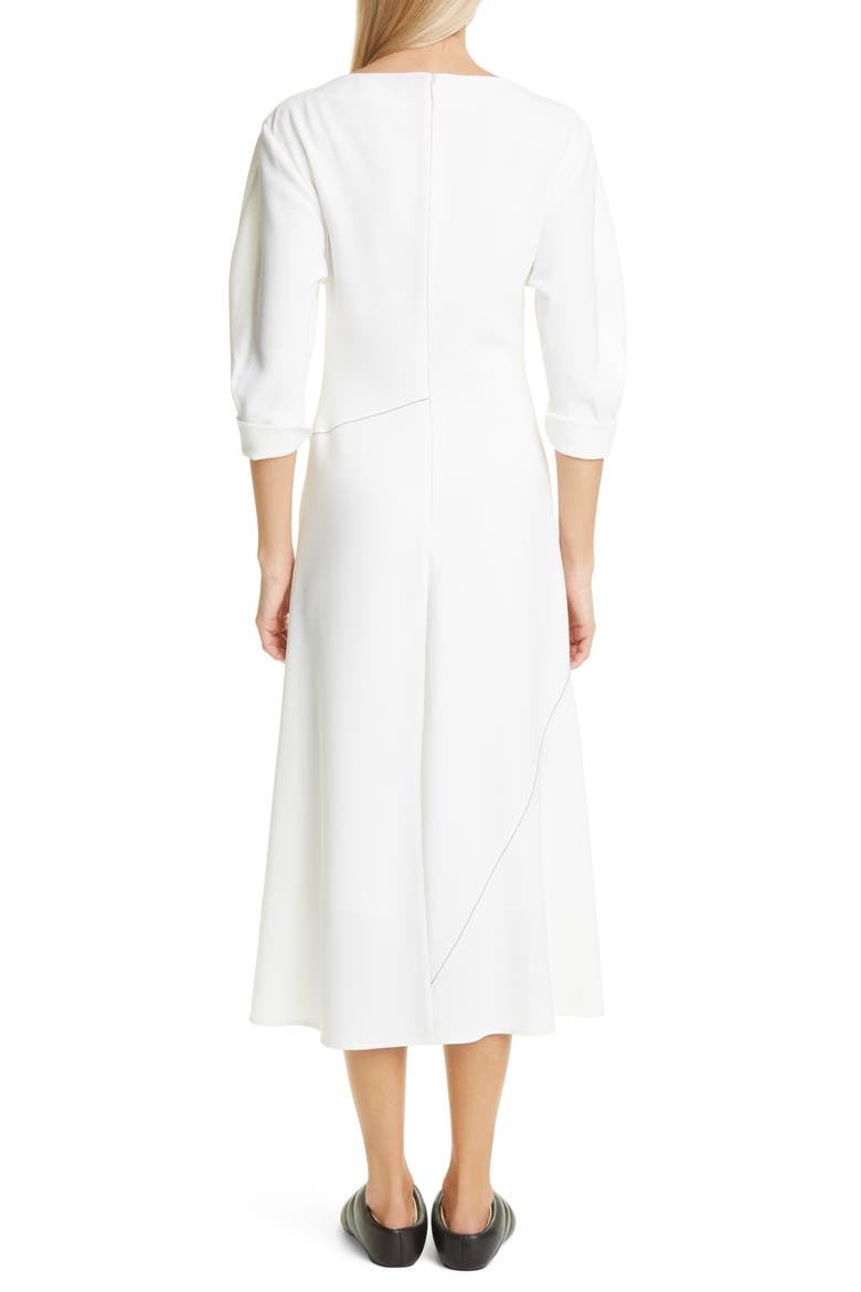 Puff Sleeve Crepe Dress, Alternate, color, OFF WHITE